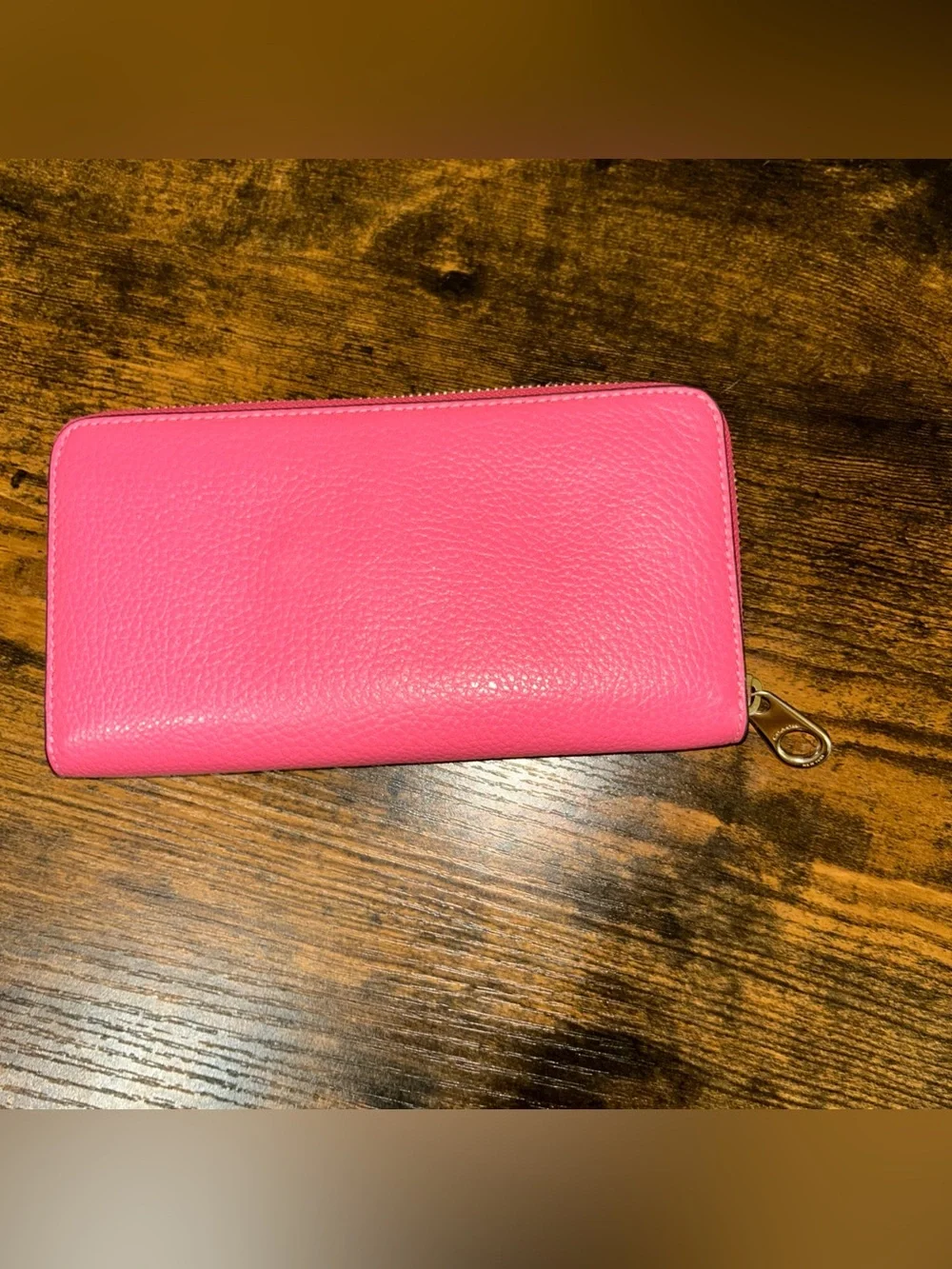 Coach Pink Pebbled Leather Zip Wallet